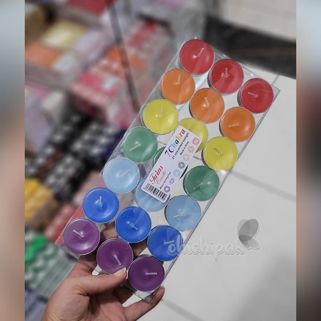 شمع وارمر هفت رنگ 7 چاکرا بسته 21 عددی رنگی