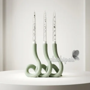 شمعدان مینیمال سبز پاستیلی | شمعدان 3 شعله مدرن